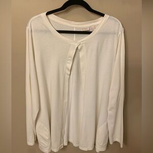 LOGO Lori Goldstein Women’s Cardigan with Pockets, Cream/ivory, XL